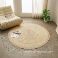 hand woven round hemp jute rugs with tassels